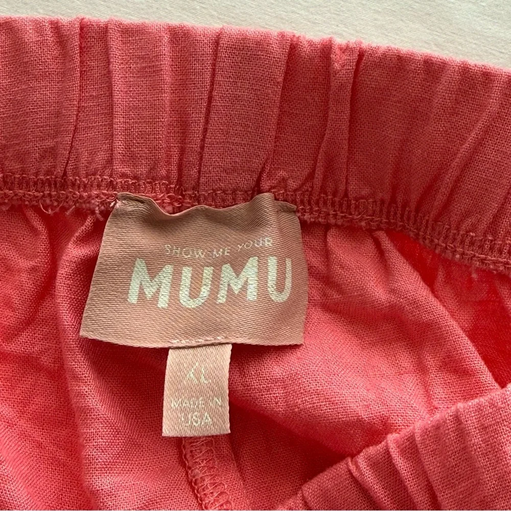Show Me Your Mumu Hendrix Shorts XL Coral Pink Linen‎ Blend High Waist EXCELLENT